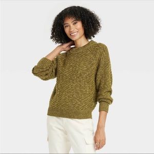 Green Knit Crewneck Sweater